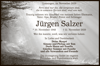 Anzeige von Jürgen Salzer von Reutlinger General-Anzeiger