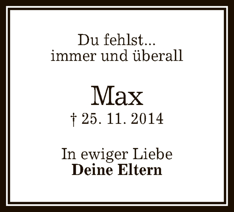  Traueranzeige für Max Mayer vom 25.11.2020 aus Reutlinger General-Anzeiger