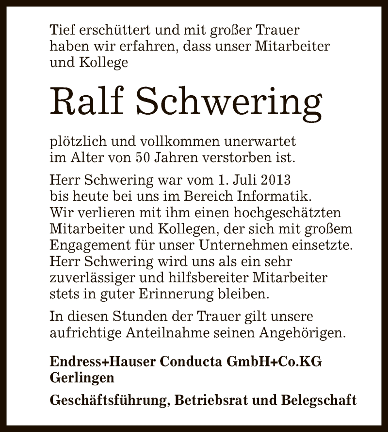  Traueranzeige für Ralf Schwering vom 05.11.2020 aus Reutlinger General-Anzeiger