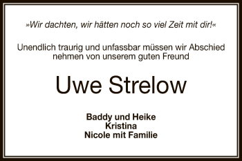 Anzeige von Uwe Strelow von Reutlinger General-Anzeiger