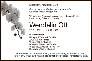 Anzeige von Wendelin Ott von Reutlinger General-Anzeiger