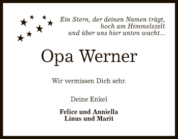 Anzeige von Werner  von Reutlinger General-Anzeiger