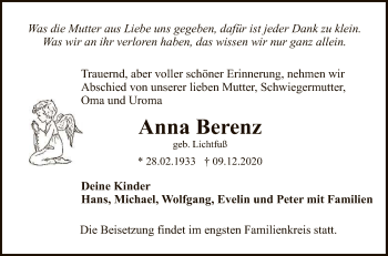 Anzeige von Anna Berenz von Reutlinger General-Anzeiger