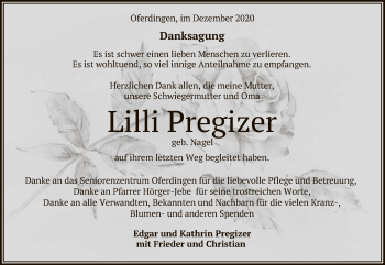 Anzeige von Lilli Pregizer von Reutlinger General-Anzeiger