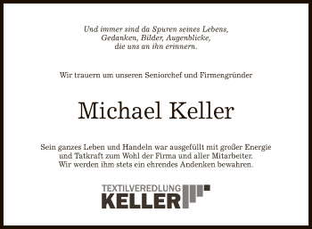 Anzeige von Michael Keller von Reutlinger General-Anzeiger
