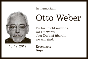 Anzeige von Otto Weber von Reutlinger General-Anzeiger