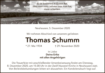 Anzeige von Thomas Schumm von Reutlinger General-Anzeiger