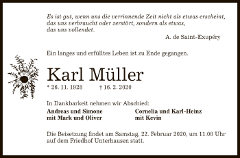 Anzeige von Karl Müller von Reutlinger General-Anzeiger