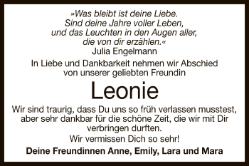 Anzeige von Leonie  von Reutlinger General-Anzeiger
