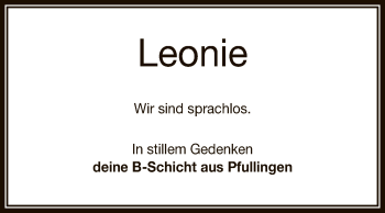 Anzeige von Leonie  von Reutlinger General-Anzeiger