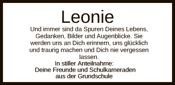 Anzeige von Leonie  von Reutlinger General-Anzeiger