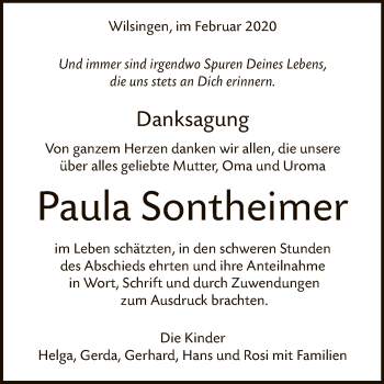 Anzeige von Paula Sontheimer von Reutlinger General-Anzeiger