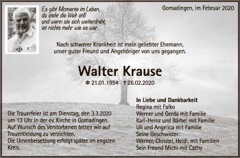 Anzeige von Walter Krause von Reutlinger General-Anzeiger