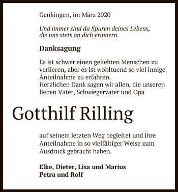 Anzeige von Gotthilf Rilling von Reutlinger General-Anzeiger