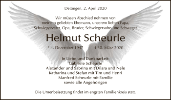Anzeige von Helmut Scheurle von Reutlinger General-Anzeiger