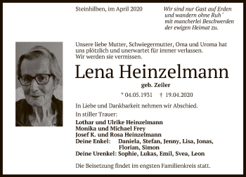 Anzeige von Lena Heinzelmann von Reutlinger General-Anzeiger