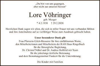 Anzeige von Lore Vöhringer von Reutlinger General-Anzeiger
