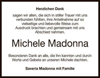 Anzeige von Michele Madonna von Reutlinger General-Anzeiger