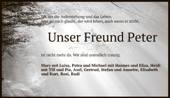Anzeige von Peter  von Reutlinger General-Anzeiger