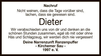 Anzeige von Dieter  von Reutlinger General-Anzeiger