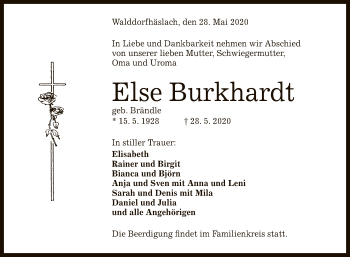 Anzeige von Else Burkhardt von Reutlinger General-Anzeiger