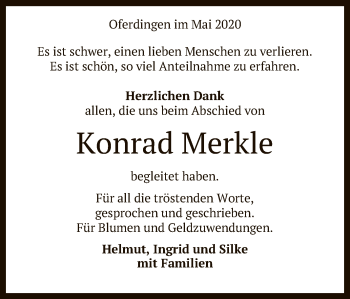 Anzeige von Konrad Merkle von Reutlinger General-Anzeiger