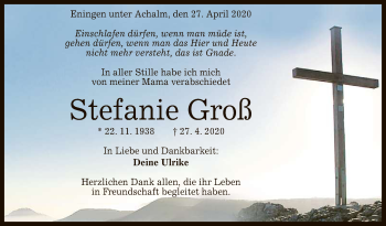 Anzeige von Stefanie Groß von Reutlinger General-Anzeiger