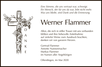 Anzeige von Werner Flammer von Reutlinger General-Anzeiger