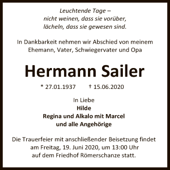 Anzeige von Hermann Sailer von Reutlinger General-Anzeiger