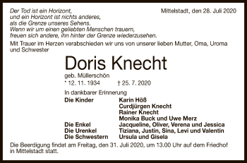 Anzeige von Doris Knecht von Reutlinger General-Anzeiger