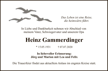 Anzeige von Heinz Gammerdinger von Reutlinger General-Anzeiger