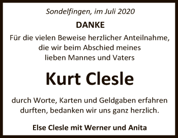 Anzeige von Kurt Clesle von Reutlinger General-Anzeiger
