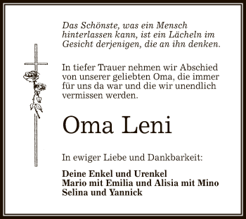 Anzeige von Leni  von Reutlinger General-Anzeiger