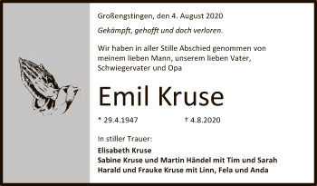 Anzeige von Emil Kruse von Reutlinger General-Anzeiger