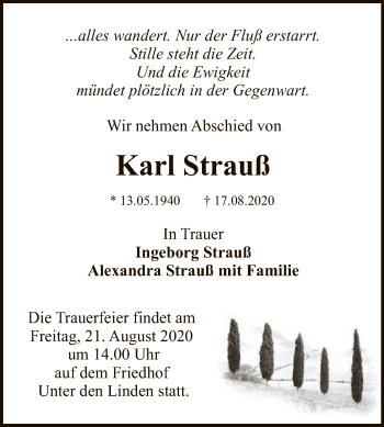 Anzeige von Karl Strauß von Reutlinger General-Anzeiger