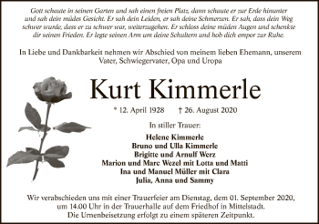 Anzeige von Kurt Kimmerle von Reutlinger General-Anzeiger