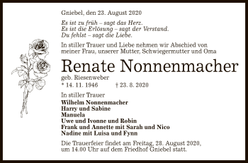 Anzeige von Renate Nonnenmacher von Reutlinger General-Anzeiger