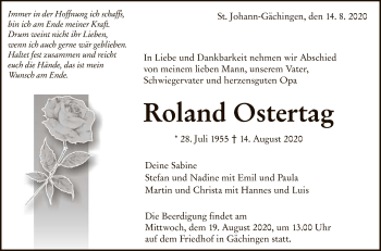 Anzeige von Roland Ostertag von Reutlinger General-Anzeiger