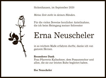 Anzeige von Erna Neuscheler von Reutlinger General-Anzeiger