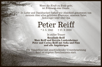 Anzeige von Peter Reiff von Reutlinger General-Anzeiger