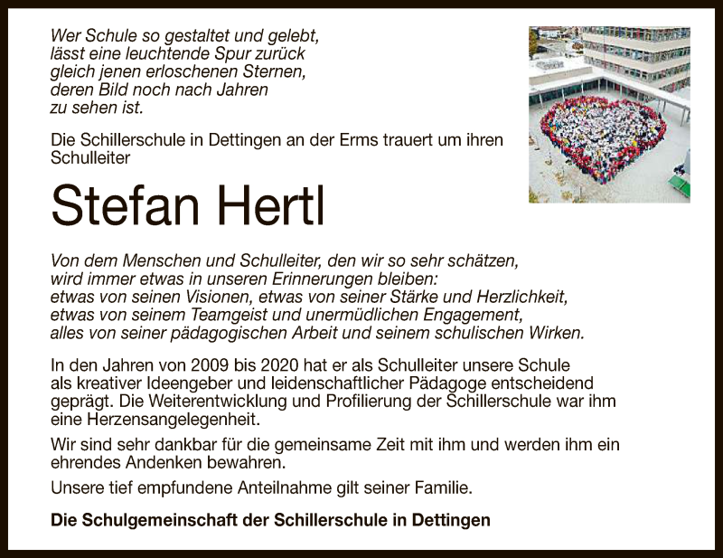  Traueranzeige für Stefan Hertl vom 10.09.2020 aus Reutlinger General-Anzeiger