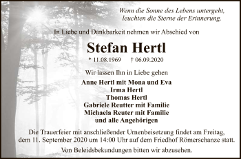 Anzeige von Stefan Hertl von Reutlinger General-Anzeiger