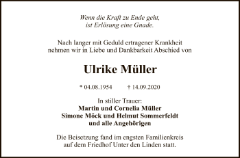 Anzeige von Ulrike Müller von Reutlinger General-Anzeiger