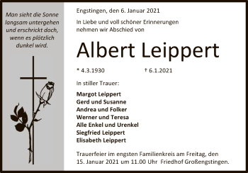 Anzeige von Albert Leippert von Reutlinger General-Anzeiger