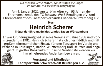 Anzeige von Heinrich Scherer von Reutlinger General-Anzeiger