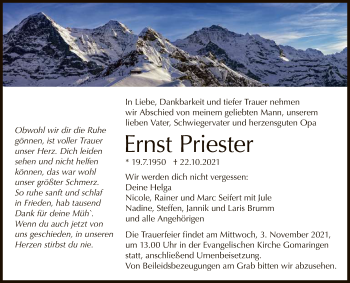 Anzeige von Ernst Priester von Reutlinger General-Anzeiger