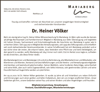 Anzeige von Heiner Völker von Reutlinger General-Anzeiger