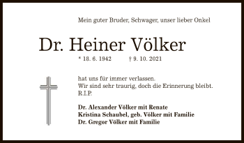 Anzeige von Heiner Völker von Reutlinger General-Anzeiger