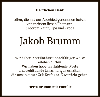 Anzeige von Jakob Brumm von Reutlinger General-Anzeiger