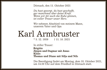 Anzeige von Karl Armbruster von Reutlinger General-Anzeiger